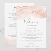 Carte Aquarelle or rose Bienvenue Lettre & Itinéraire (Devant / Derrière)