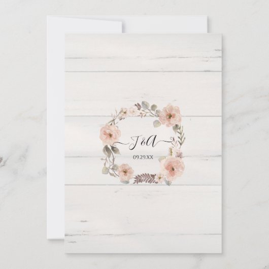 Carte Aquarelle or Rose flou vert vert rustique (Dos)