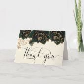 Carte Aquarelle or Vert Rose Merci (Devant)