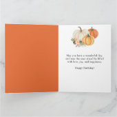 Carte Aquarelle Orange Floral Citrouille Anniversaire (Intérieur)