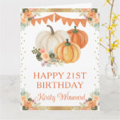 Carte Aquarelle Orange Floral Citrouille Anniversaire (Fleur jaune)