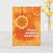 Carte Aquarelle orange Happy Raksha Bandhan (Fleur jaune)