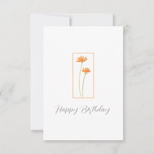 Carte Aquarelle orange marguerites (Devant)