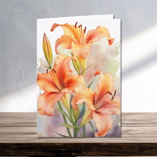 Carte Aquarelle Orange Printemps Jours