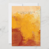 Carte Aquarelle orange vif Abstrait Mariage couché de so (Dos)