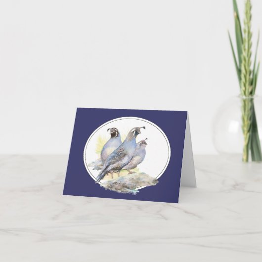 Carte Aquarelle originale California Quail Bird (Devant)