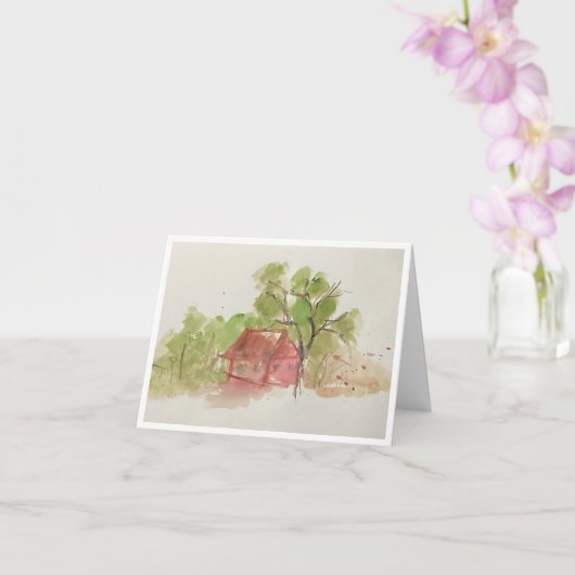 Carte Aquarelle originale esquisse (Orchidée)