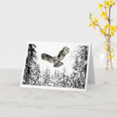 Carte Aquarelle originale Frappe ou Chasse Chouette Oise (Fleur jaune)