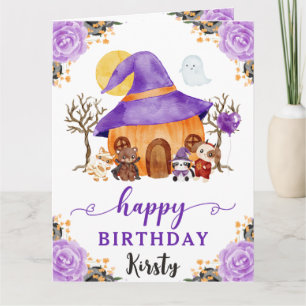 Carte Aquarelle ou traiter Halloween Joyeux anniversaire
