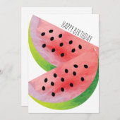 Carte Aquarelle Paire de pastèque Anniversaire d'été (Devant / Derrière)