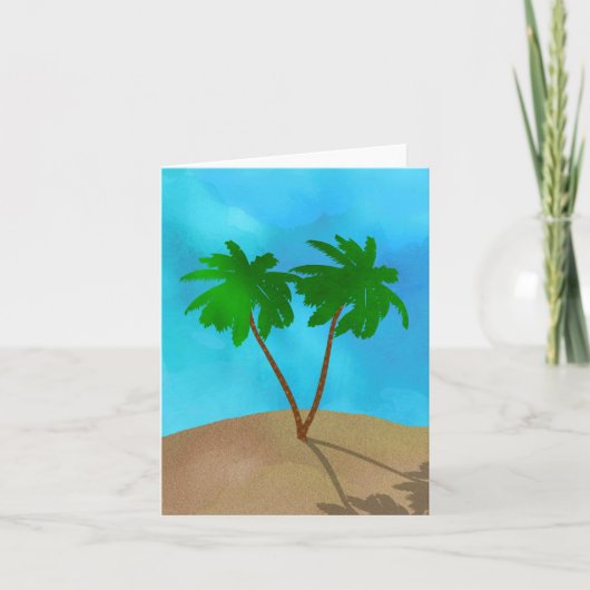 Carte Aquarelle Palm Tree Beach Scene Collage (Devant)