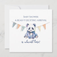 Aquarelle panda bébé Baby shower drapeaux de lapin