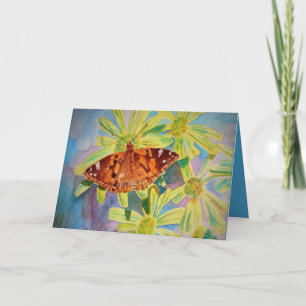 Carte aquarelle Papillon et Marguerites Beau
