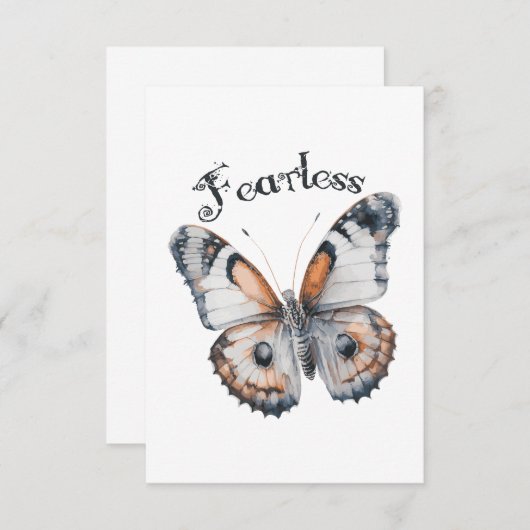 Carte Aquarelle papillon sans peur Conception graphique, (Devant / Derrière)