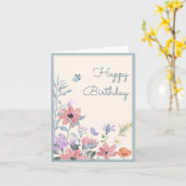 Carte Aquarelle pastel fleurs papillon anniversaire (Fleur jaune)