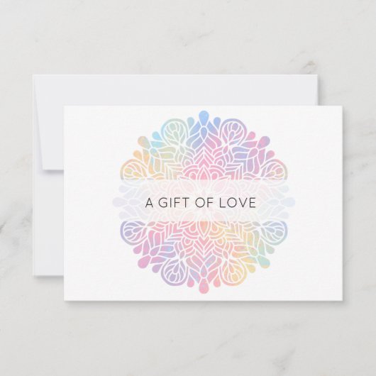 Carte *~* Aquarelle Pastel Rainbow Mandala Spirituel (Devant)