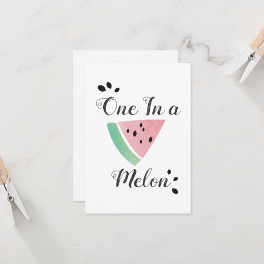 Carte Aquarelle Pastèque Un anniversaire melon (Devant/Arrière en situation)