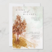 Carte Aquarelle Paysage Mariage Automne Gold ID786 (Devant)