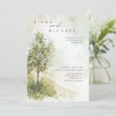 Carte Aquarelle Paysage Mariage Sage Green ID786 (Debout devant)