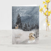 Carte Aquarelle paysage neigeux Joyeux Noël (Fleur jaune)