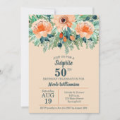 Carte Aquarelle Pêche Florale 50e anniversaire Invitatio (Devant)