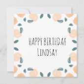 Carte Aquarelle Pêche Fruit Anniversaire Frontale Art (Devant)