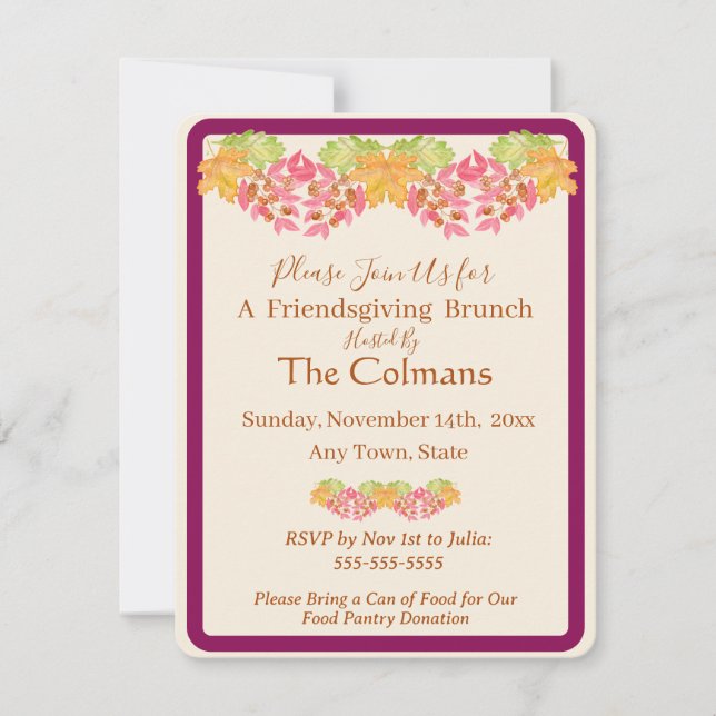 Carte Aquarelle peinte à la main Feuilles d'automne (Devant)