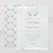 Carte Aquarelle peinte branche d'olivier + aquarelle (Devant / Derrière)