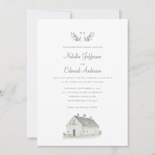 Carte Aquarelle peinte branche d'olivier + aquarelle de  (Devant)