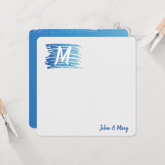 Carte Aquarelle Peinture avec Monogramme (Devant/Arrière en situation)