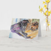 Carte aquarelle peinture de chiot du Montana + vers doux (Fleur jaune)