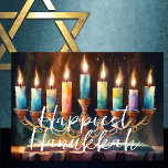 Carte Aquarelle Peinture de Minorah Bougies colorées<br><div class="desc">Aquarelle Peinture de Menorah avec bougies colorées</div>