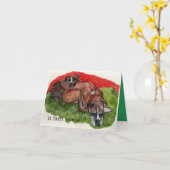 Carte aquarelle peinture Xmas Boxers, message fantaisist (Fleur jaune)