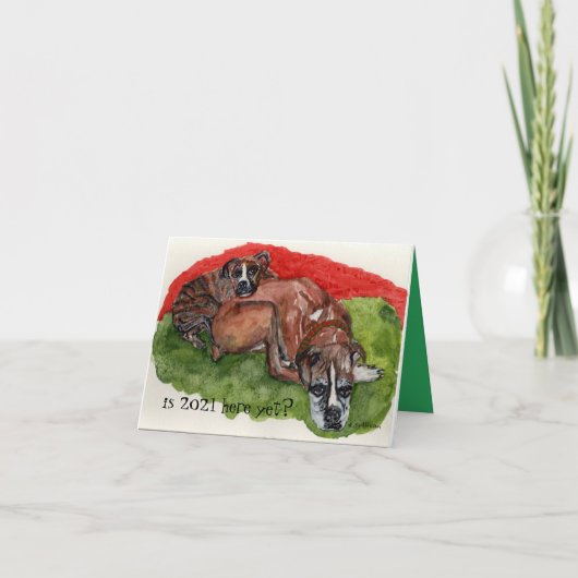 Carte aquarelle peinture Xmas Boxers, message fantaisist (Devant)