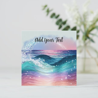Carte Aquarelle personnalisée Blue Ocean Wave Photo avec