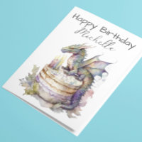 Aquarelle personnalisée de gâteau Dragon Birthday