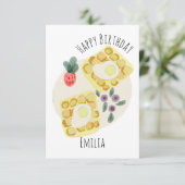 Carte Aquarelle Petit-déjeuner gaufres Plaque de fruits  (Debout devant)