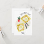 Carte Aquarelle Petit-déjeuner gaufres Plaque de fruits  (Devant/Arrière en situation)