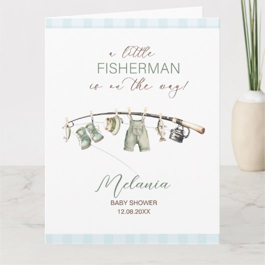 Carte    Aquarelle Petit Pêcheur  Baby Shower (Devant)