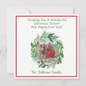 Carte Aquarelle PHOTOS Noël Vacances Wreath NOEL (Dos)