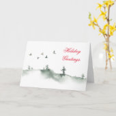 Carte Aquarelle Pine Arbres Noël (Fleur jaune)
