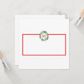 Carte Aquarelle Pine Berries Noël Werrier Monogramme (Devant/Arrière en situation)