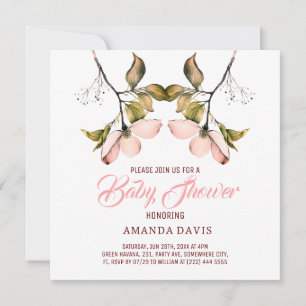 Carte Aquarelle Pink Flower Dogwood   BABY SHOWER