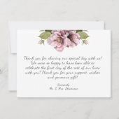 Carte Aquarelle Pink Peony, mariage vert merci (Dos)