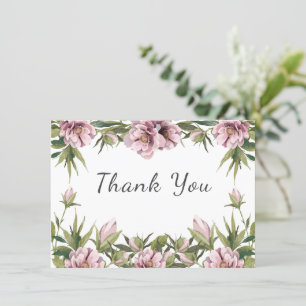 Carte Aquarelle Pink Peony, mariage vert merci