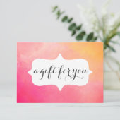 Carte Aquarelle Pink Yellow Salon certificat cadeau (Debout devant)