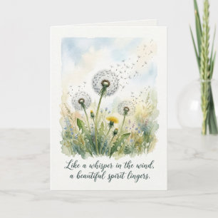 Carte Aquarelle Pissenlit Condoléances Deuil