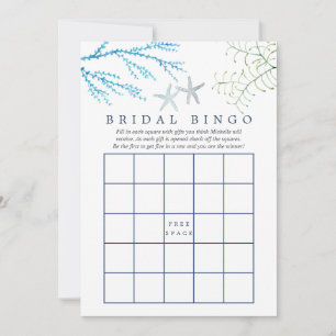 Carte Aquarelle Plage d'algues Bingo à thème nuptiale
