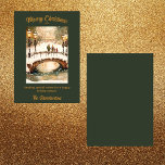 Carte aquarelle Plat de la scène de neige pittores<br><div class="desc">Carte de Noël aquarelle personnalisée présente une scène enneigée pittoresque avec pont voûté et lampadaires. Découvrez la magie de la saison des Fêtes avec cette carte de Noël à plat magnifiquement personnalisée, avec une aquarelle sereine peinte d'une scène de neige pittoresque. Les oeuvres d'art brillantes présentent un pont voûté orné...</div>