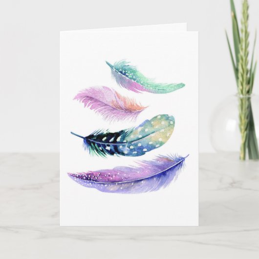 Carte Aquarelle Plumes Bohème Rien Que Parce Que (Devant)